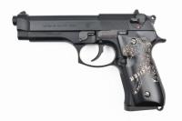 M92F エアガン対応 ベレッタ刻印 ウッド グリップパネル タイガー ブラック