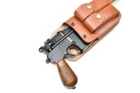 WWII ドイツタイプ 牛革ホルスター モーゼルM712対応 ブラウン